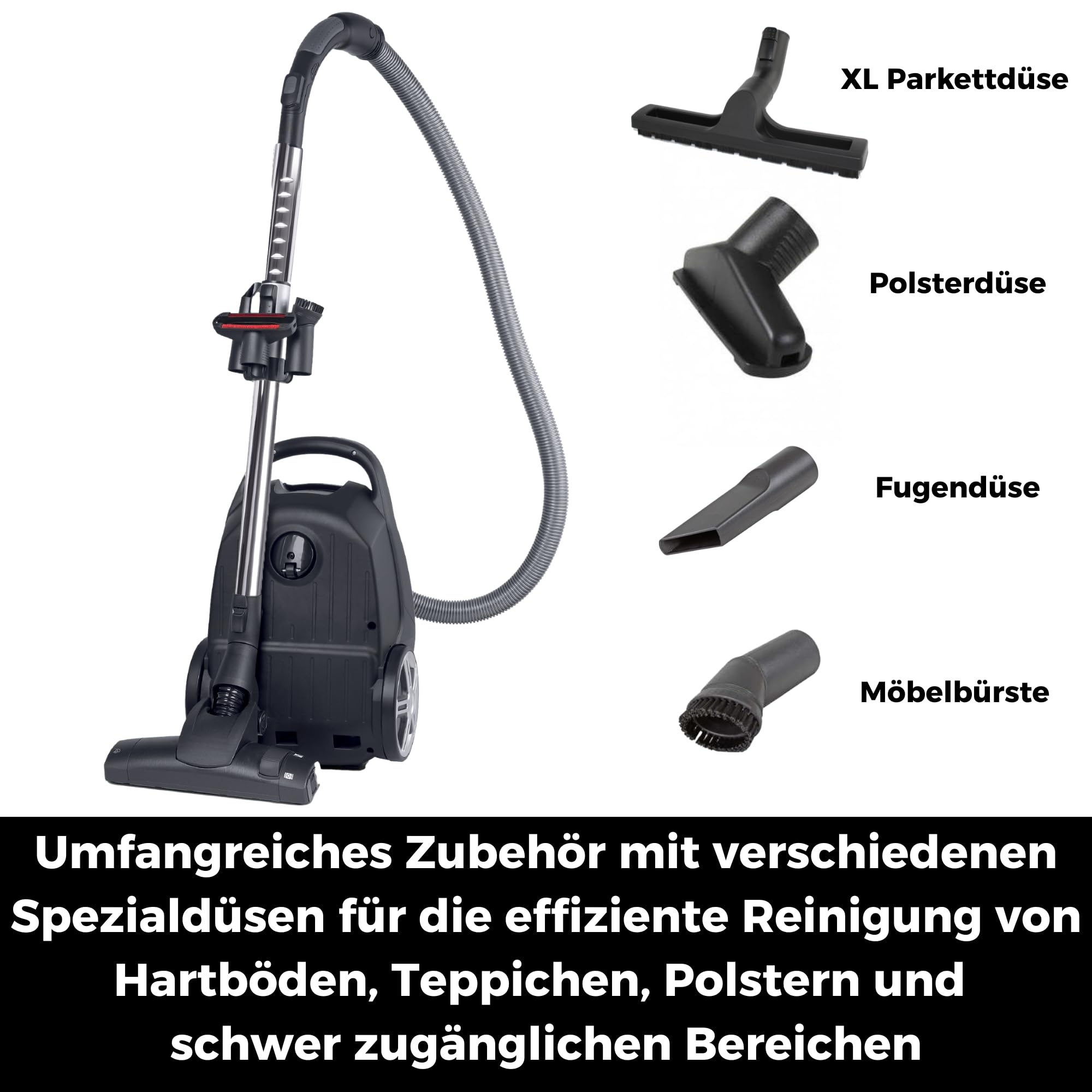 fakir-vac-power-ts-790-staubsauger-mit-beutel-hepa-schwarz image 8