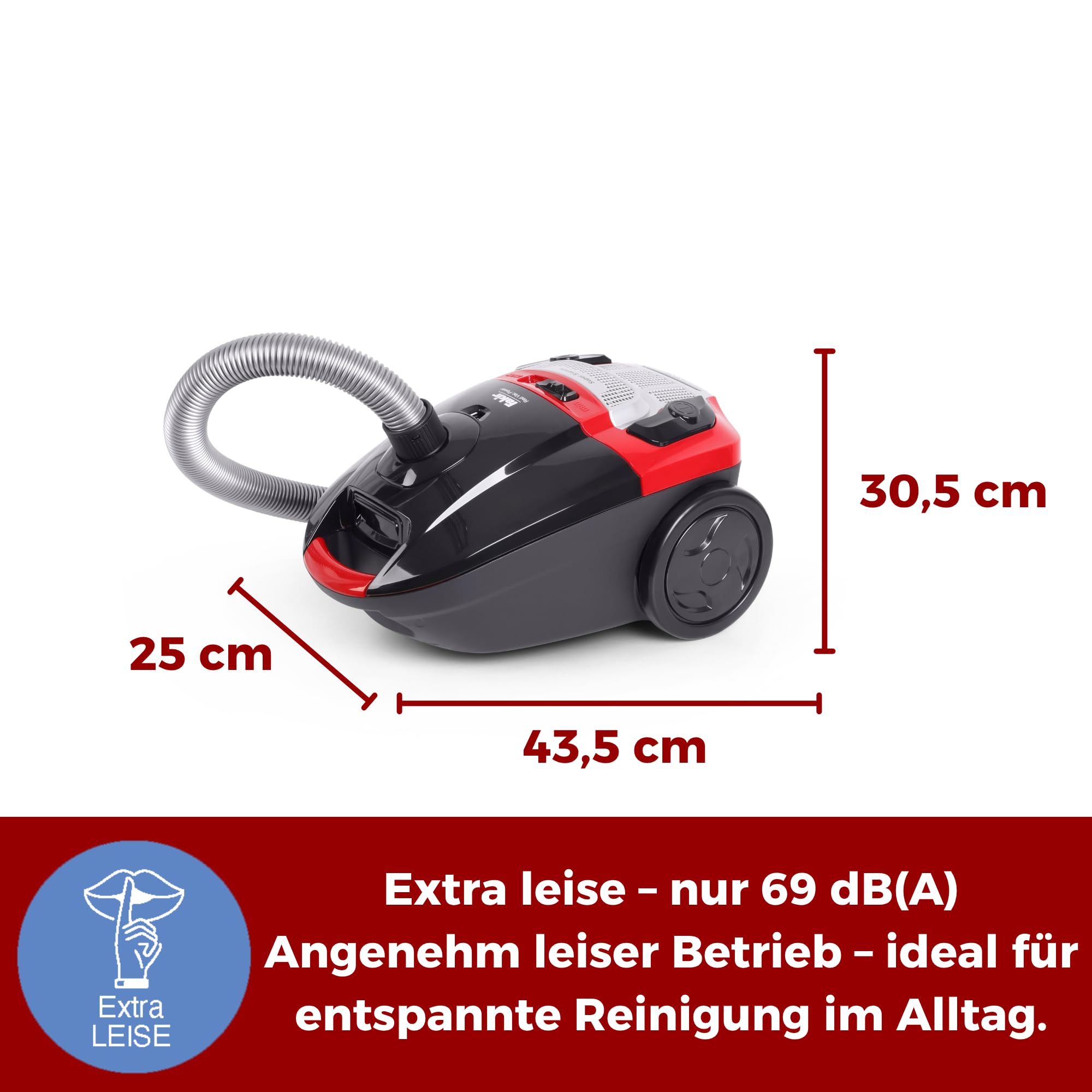 fakir-red-vac-power-staubsauger-beutel-700w-hepa-h13-schwarz-rot image 2
