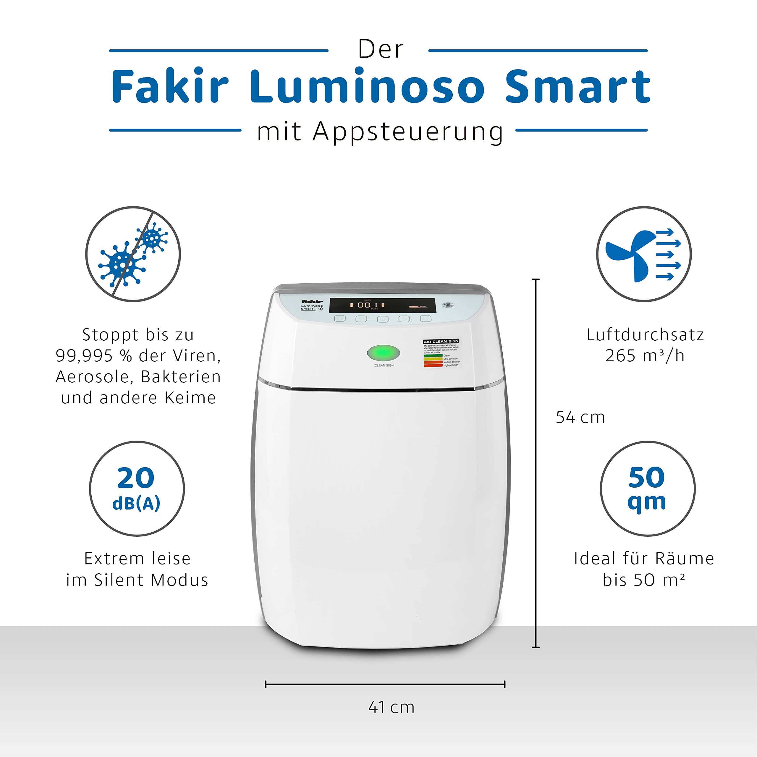 fakir-luminoso-smart-luftreiniger-hepa-h14-50-m-wlan image 3