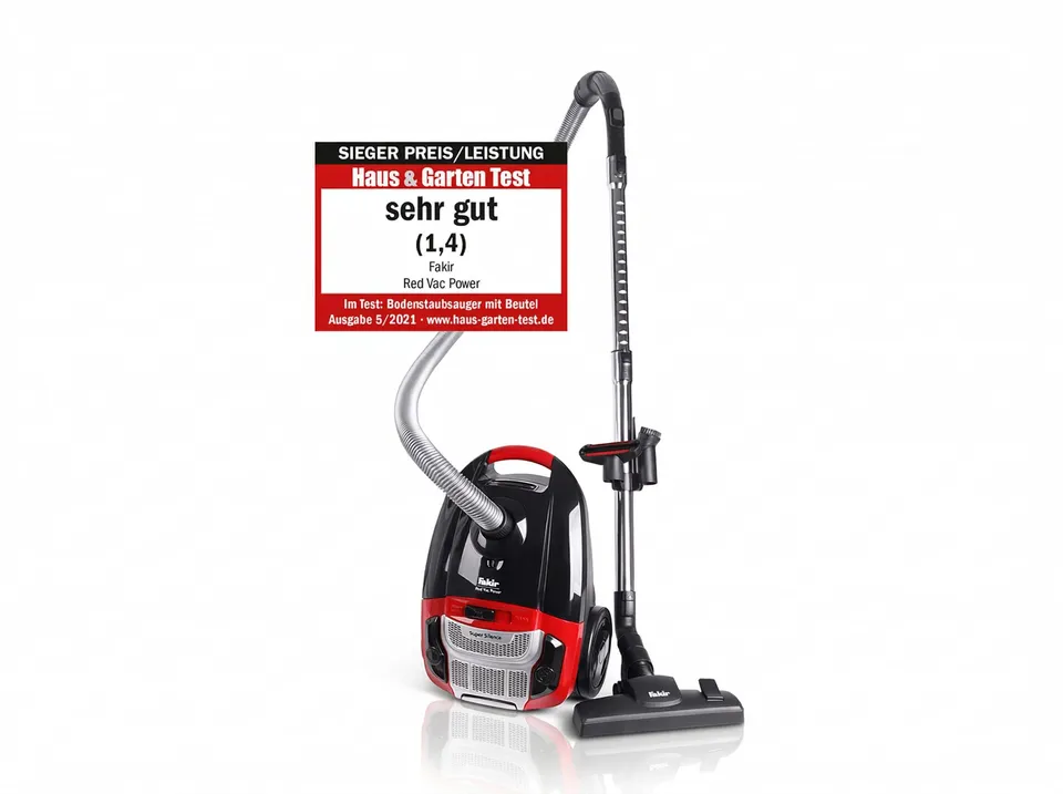 fakir-red-vac-power-staubsauger-beutel-700w-hepa-h13-schwarz-rot image 1