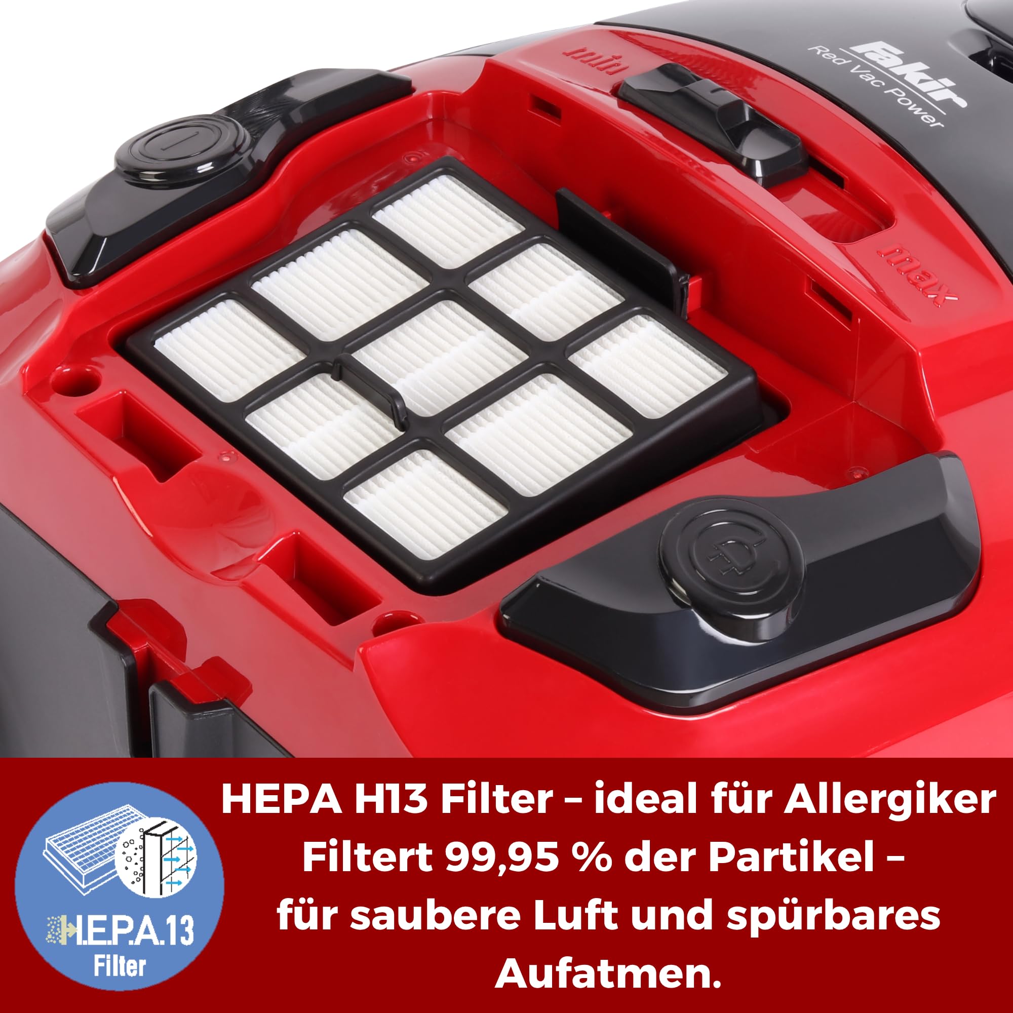 fakir-red-vac-power-staubsauger-beutel-700w-hepa-h13-schwarz-rot image 4