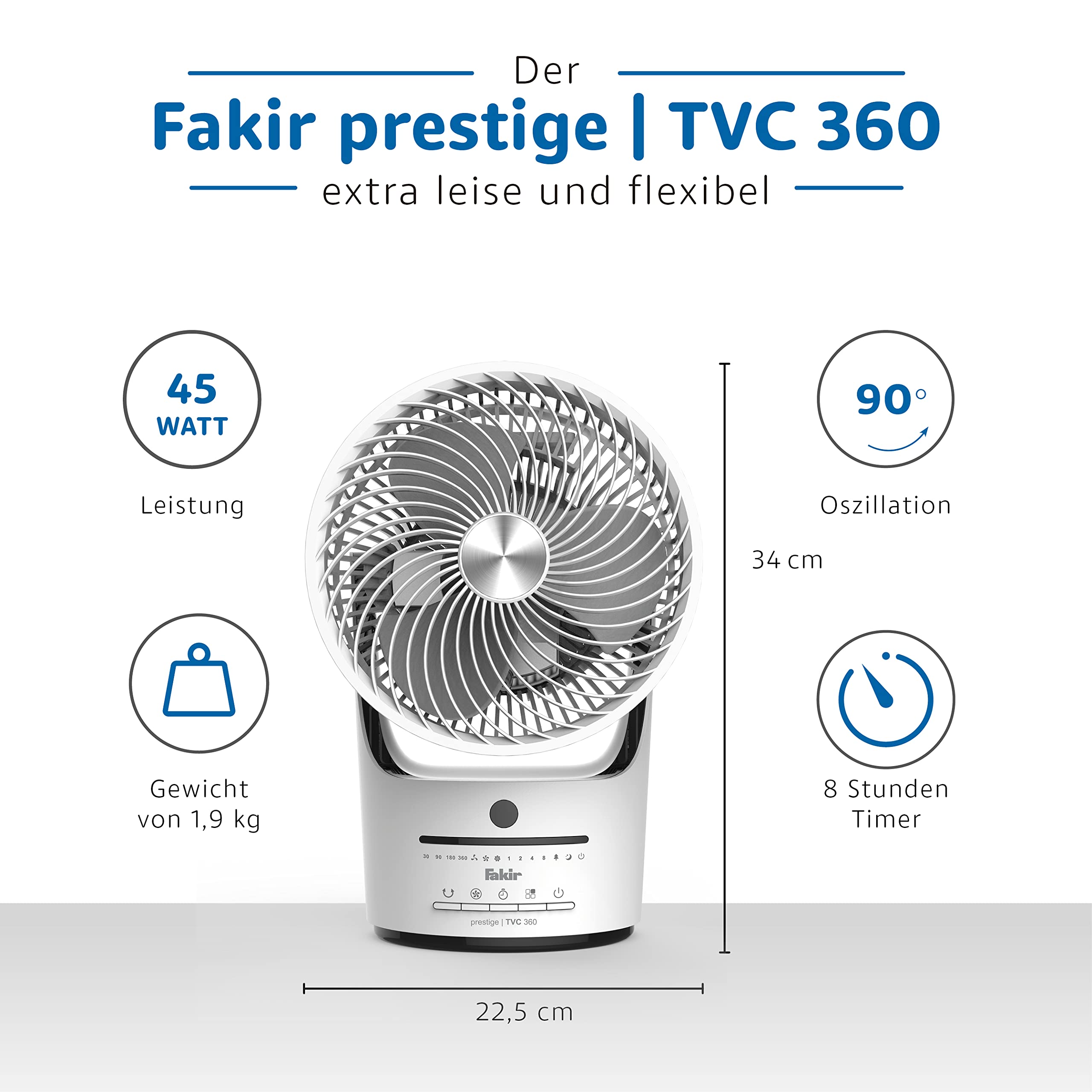 fakir-prestige-tvc-360-tischventilator-leise-mit-fernbedienung image 3