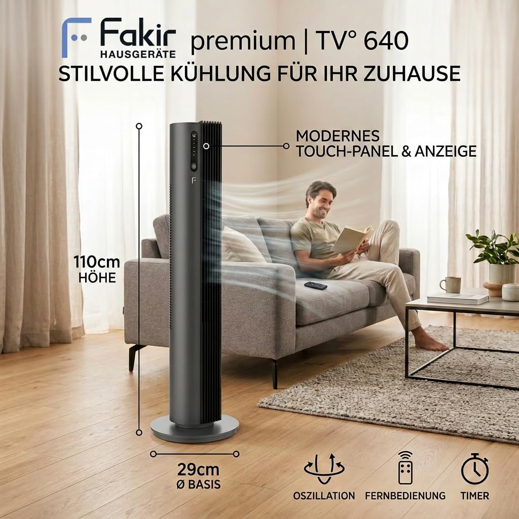 fakir-premium-tv-640-turmventilator-32-db-anthrazit image 2