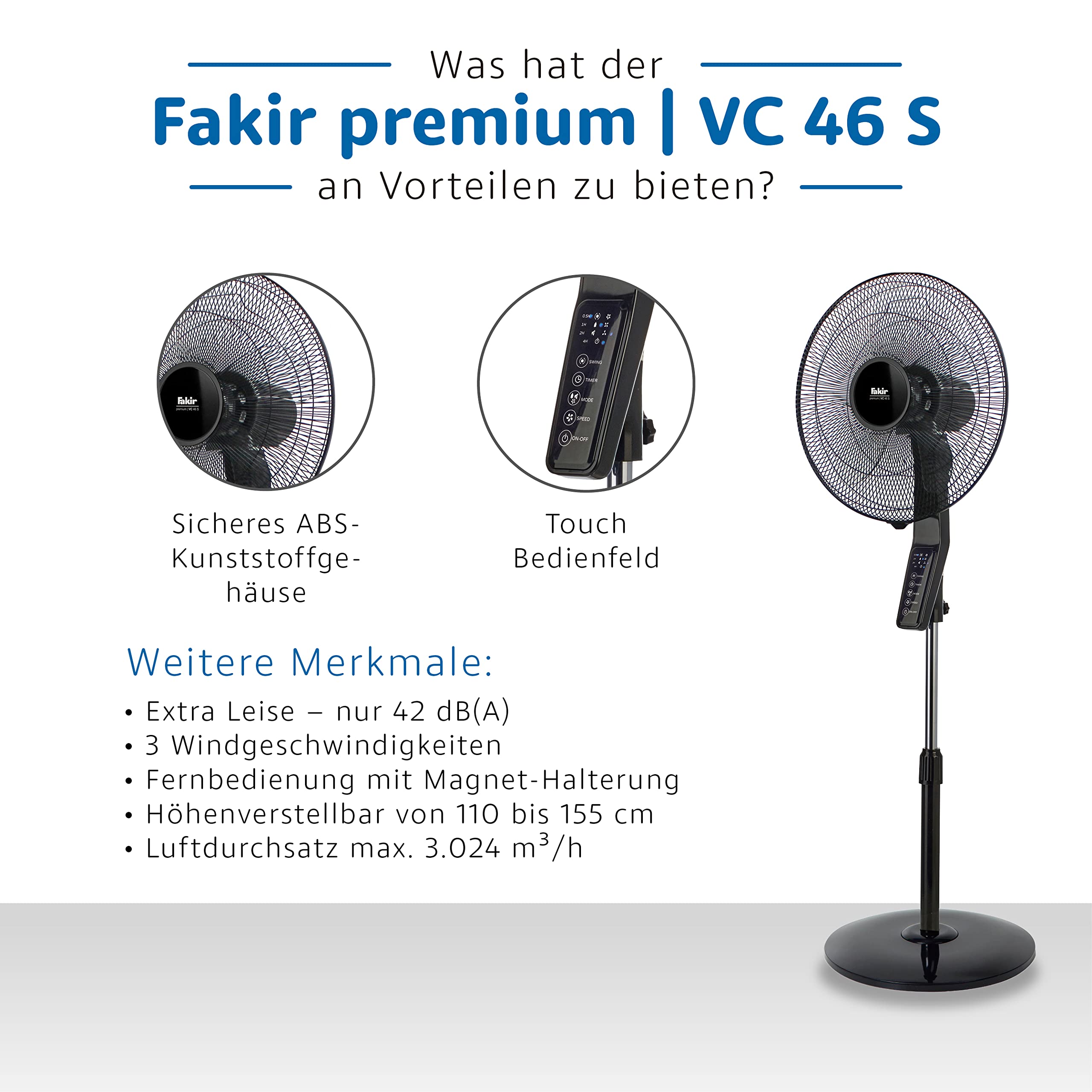 fakir-premium-vc-46-s-standventilator-wei-60-watt-fernbedienung image 5