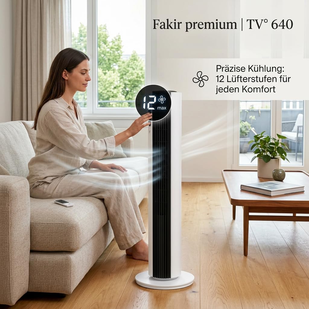 fakir-premium-tv-640-turmventilator-32-db-wei-schwarz image 3