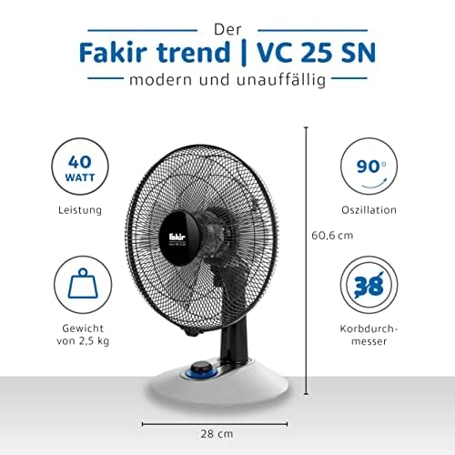 fakir-trend-vc-25-n-tischventilator-38-db-schwarz-wei image 6