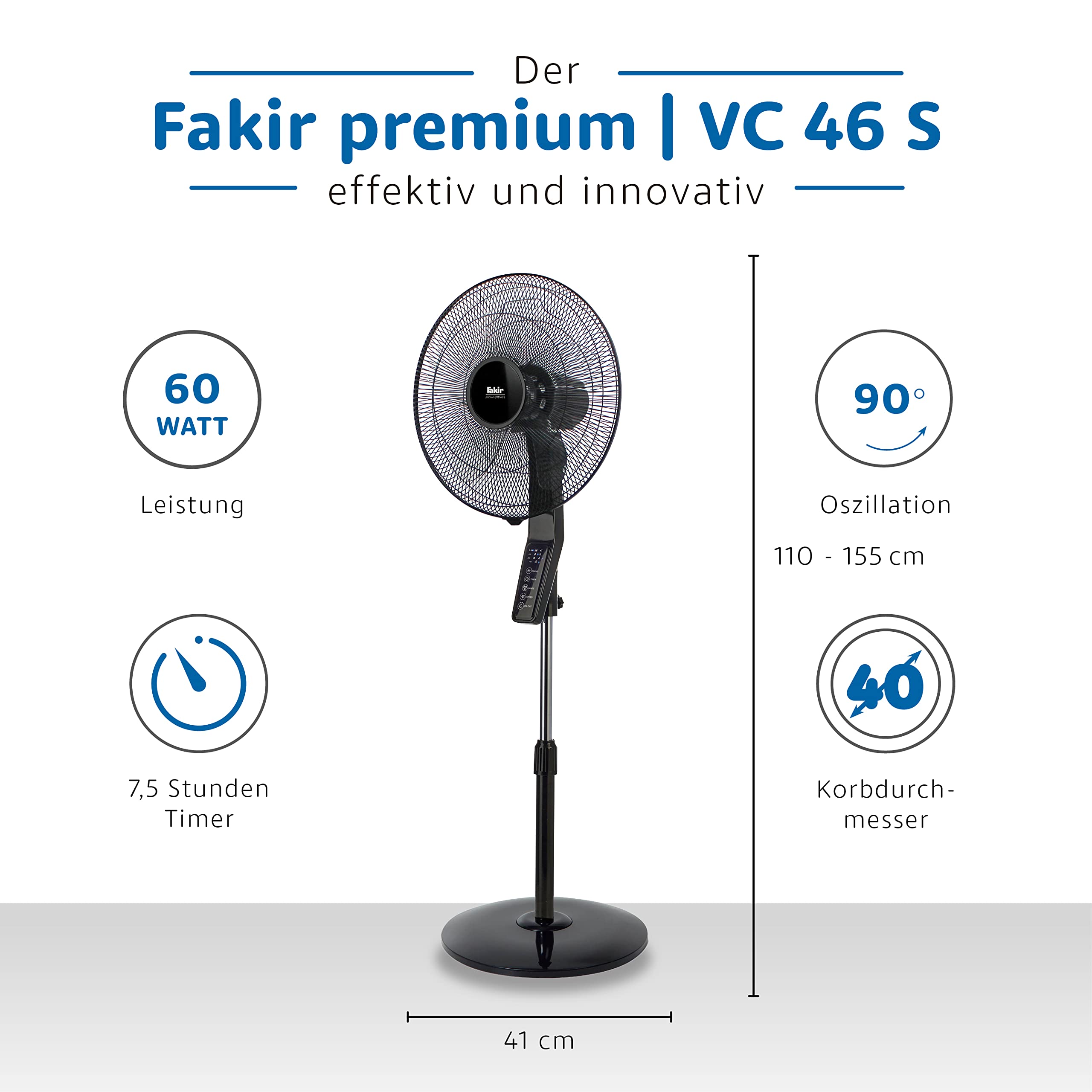 fakir-premium-vc-46-s-standventilator-wei-60-watt-fernbedienung image 3