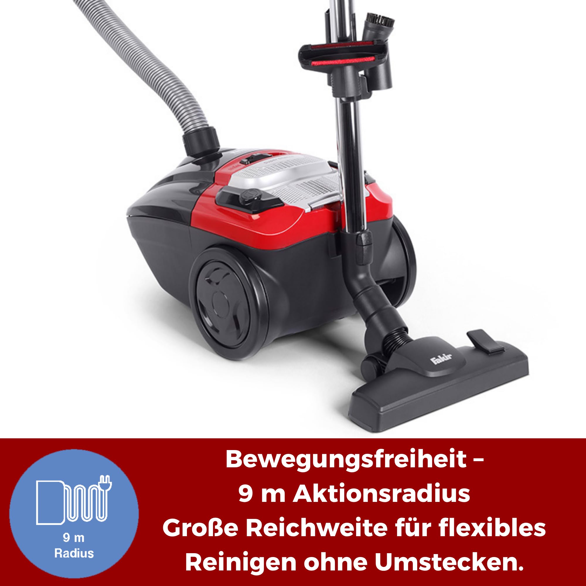 fakir-red-vac-power-staubsauger-beutel-700w-hepa-h13-schwarz-rot image 7
