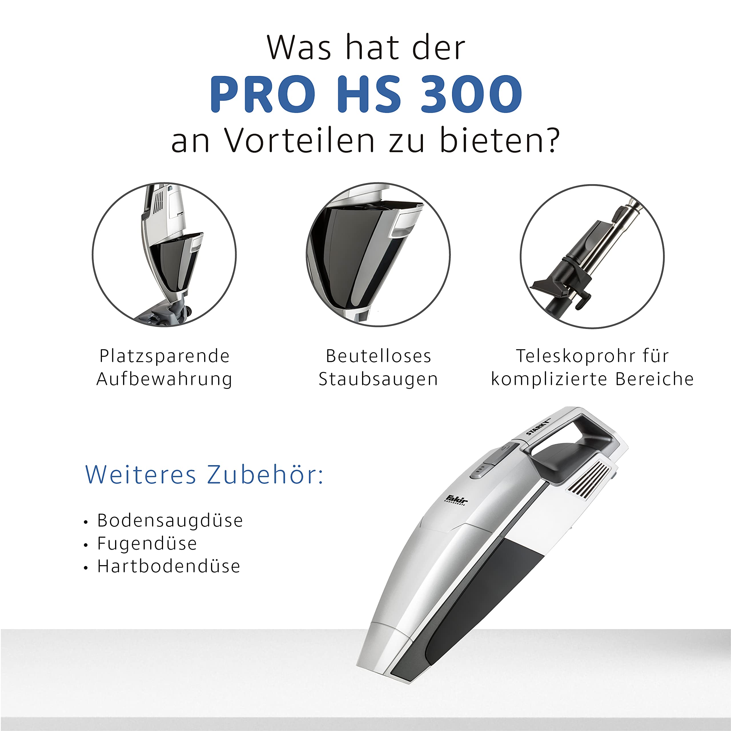 fakir-starky-pro-hs-300-stielstaubsauger-silber-700w-beutellos image 5